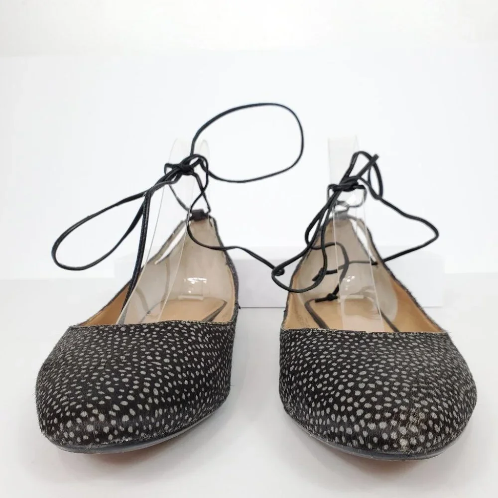 Banana Republic Leather Calf Hair Ankle Tie Up Ballet Flats Size 9M